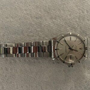 Rolex Oyster Perpetual Date Stainless Steel 34mm Silver Stick Dial Watch # 15210
